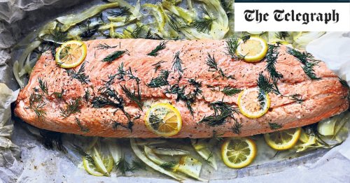 Whole roasted salmon with fennel and lemon recipe