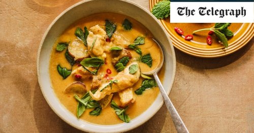 Chicken, coconut and ginger soup with lime, Thai basil and mint recipe