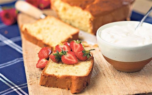 Cardamom and rosewater cake with yogurt and strawberries recipe