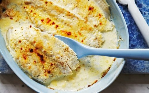Sole baked in cream and parmesan recipe