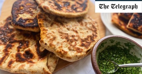 Feta and olive stuffed flatbreads with coriander dipping vinegar recipe