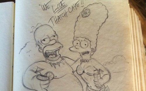 Simpsons animator leaves amazing doodle in hotel guestbook