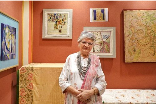Meet Anita Roy Mitra, 80, who creates kantha art, one stitch at a time