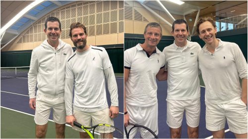 Hugh Grant, Tom Hiddleston, Jamie Dornan, Bear Grylls help Tim Henman play nonstop tennis for charity