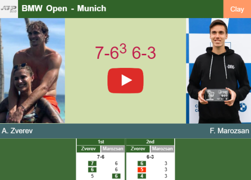 Alexander Zverev downs Marozsan in the semifinal at the BMW Open – MUNICH RESULTS. HIGHLIGHTS