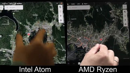 Tesla comparison: old Intel Atom GPU vs. the new AMD Ryzen APU (video)