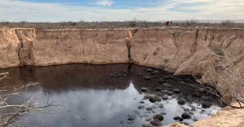 An abandoned West Texas oil well has created a 200-foot-wide sinkhole