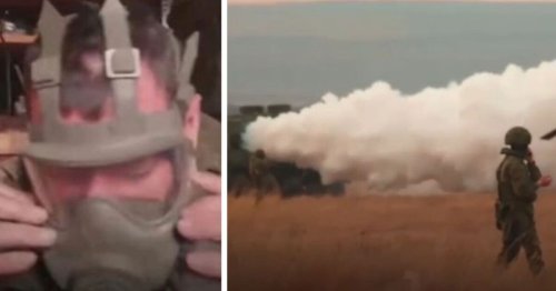 Russian soldiers 'preparing for chemical war' in horror video as Putin threatens West