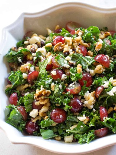 Grape and Feta Kale Salad - The Girl Who Ate Everything