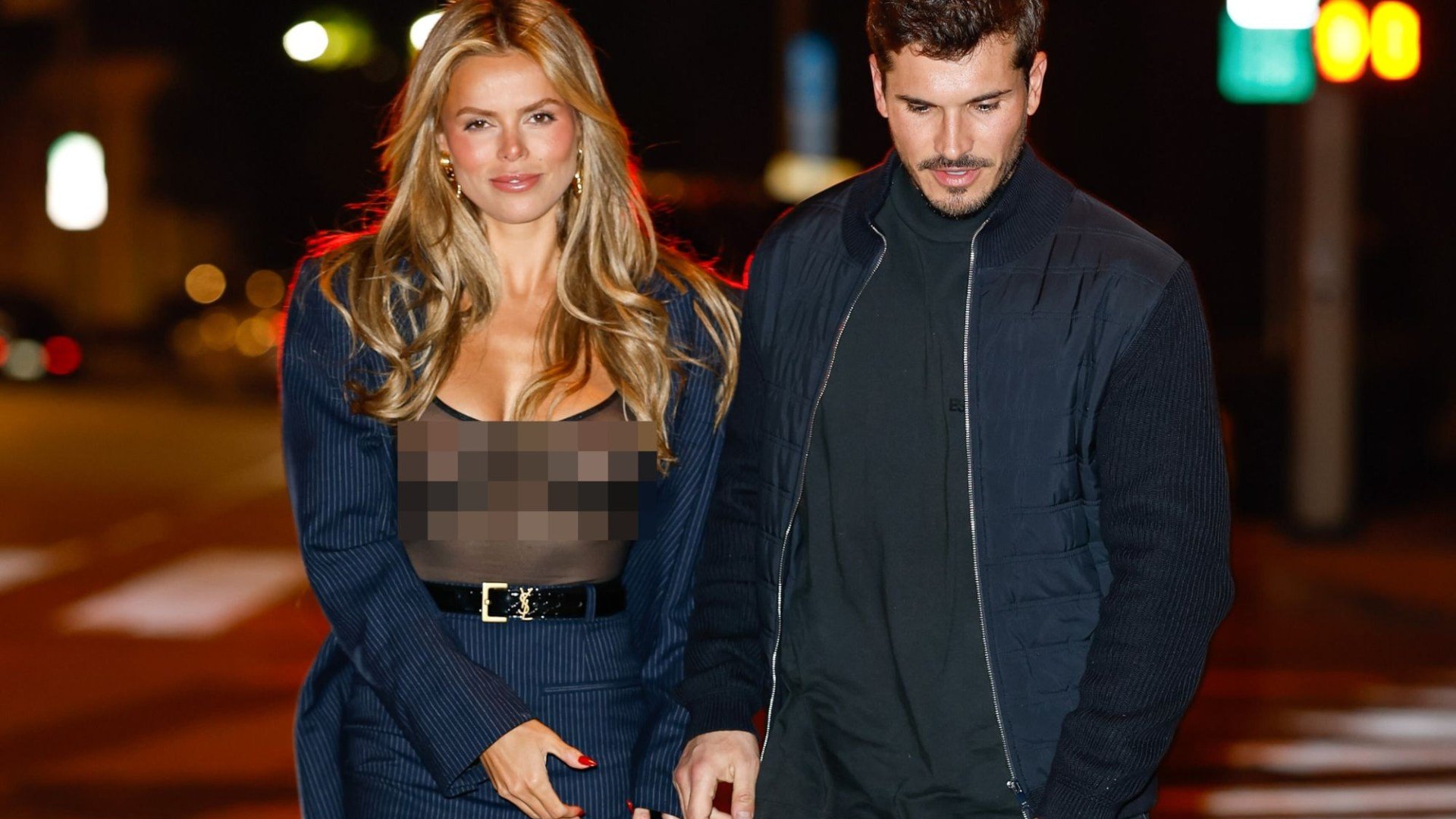 Glam Girl Brooks Nader Goes Braless In See-through Top For Date Night ...