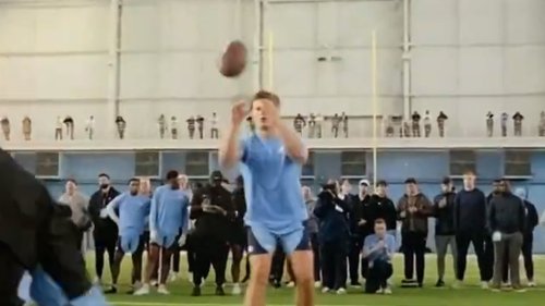 PRO DAY WOES ‘This is so rough’, NFL Draft leading pick Drake Maye makes horror throw at UNC pro day as fans say ‘he’s dropping down’