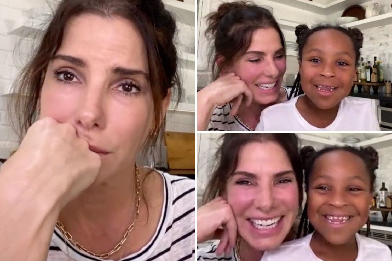 'SO GRATEFUL' Sandra Bullock breaks down in tears while surprising nurse with rarely-seen daughter Laila, 8, on Red Table Talk