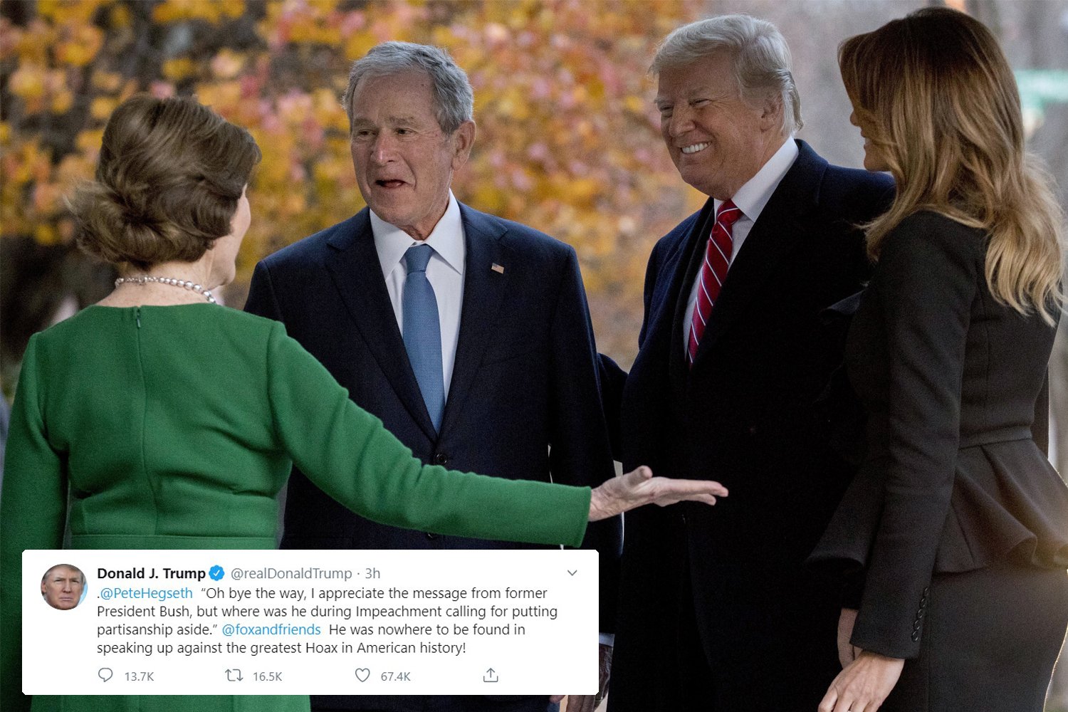 UNITY? George Bush calls to end partisanship in coronavirus fight but Trump says W was ‘nowhere to be found’ during impeachment