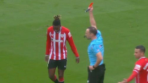 RED FACED Bizarre moment Arsenal target Nico Williams gets ‘dumbest red card ever seen’ after two yellows in 12 seconds