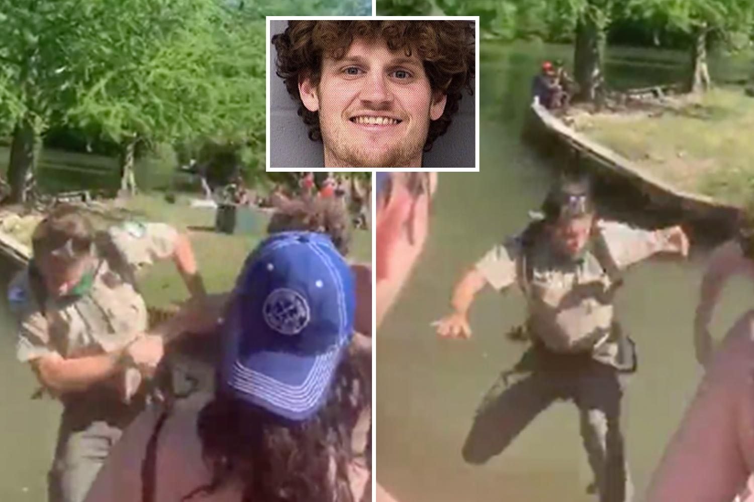 THROWN RANGER Texas park ranger shoved in a lake after telling a group of people illegally smoking and drinking to social distance