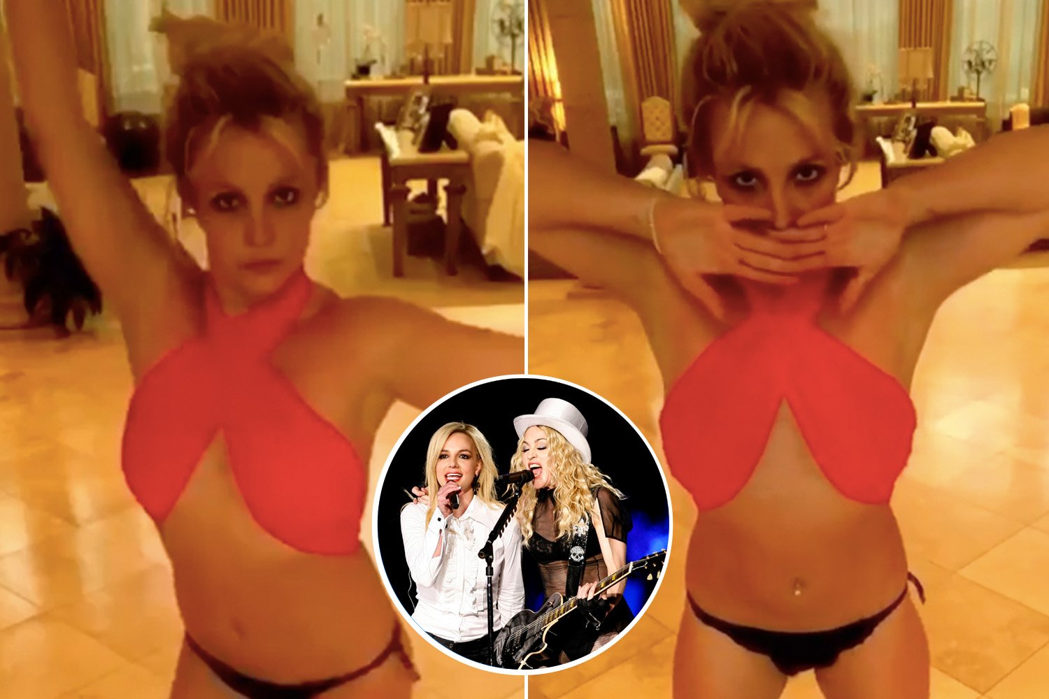 Britney Spears goes nearly topless and dirty dances to Madonna's Justify My Love as conservatorship battle heats up