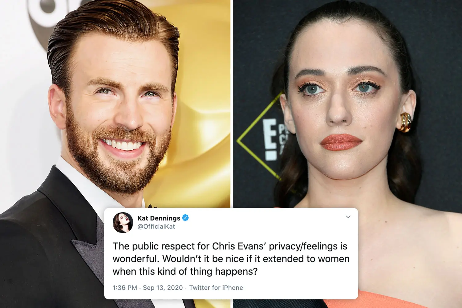 Kat Dennings slams double standards as fans 'respect' Chris Evans after nude  photo but 'not women' in same situation | Flipboard