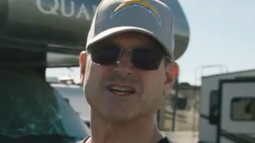 QUANTUM LEAP Inside LA Chargers HC Jim Harbaugh’s $150,000 Quantum RV parked next to beach & inspired by The Rockford Files