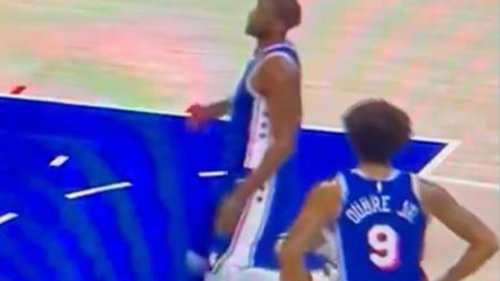 'COOKED' NBA fans concerned for Joel Embiid after 76ers star ‘flops’ on free throw during bizarre moment in win over Miami Heat