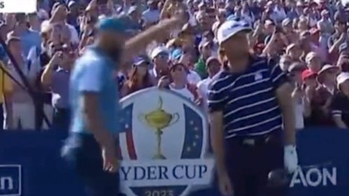 Golf fans LOVE Jon Rahm after Europe Ryder Cup star’s brilliant reaction to Sam Burns’ tee shot