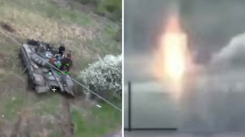 PoV vid shows kamikaze drone smashing into Russian tank ‘as crew have picnic’