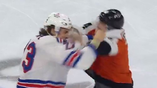 UFC WORTHY ‘Old school hockey is back’ NHL fans react to Rangers star Matt Rempe and Flyers’ Nicolas Deslauriers’ epic fight