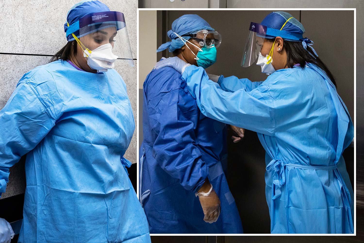 HUMAN TOLL Heartwrenching pics show coronavirus nurse being comforted as three patients died during ‘worst day’ at packed hospital