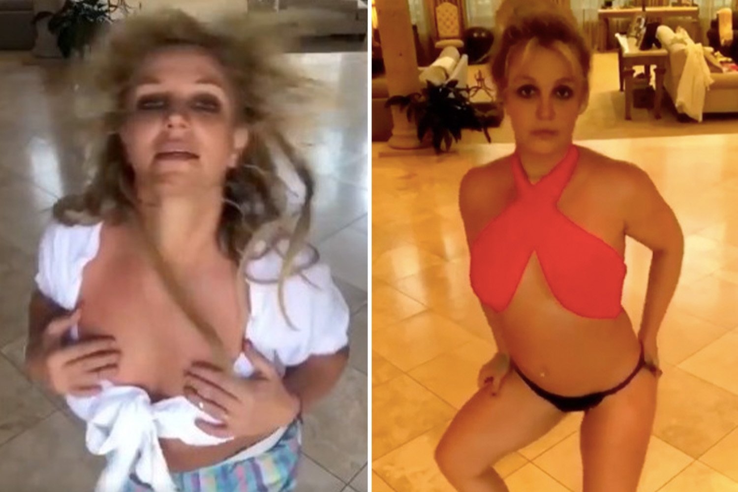What are the dancing videos of Britney Spears and why are her fans concerned?