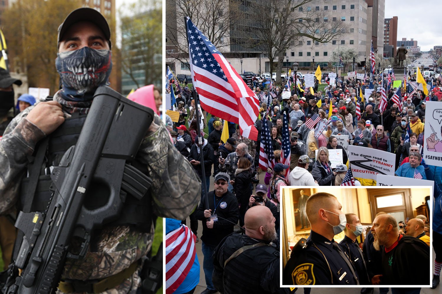 Shelter in place Cops rush to protect Gov Whitmer as armed militia members storm Michigan state house protesting virus stay-at-home order