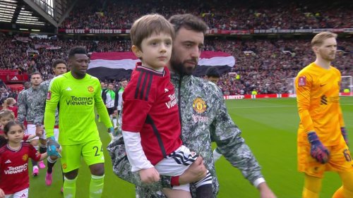'ADORABLE' Heartwarming moment Bruno Fernandes carries young Man Utd mascot who was crying in tunnel before huge Liverpool clash