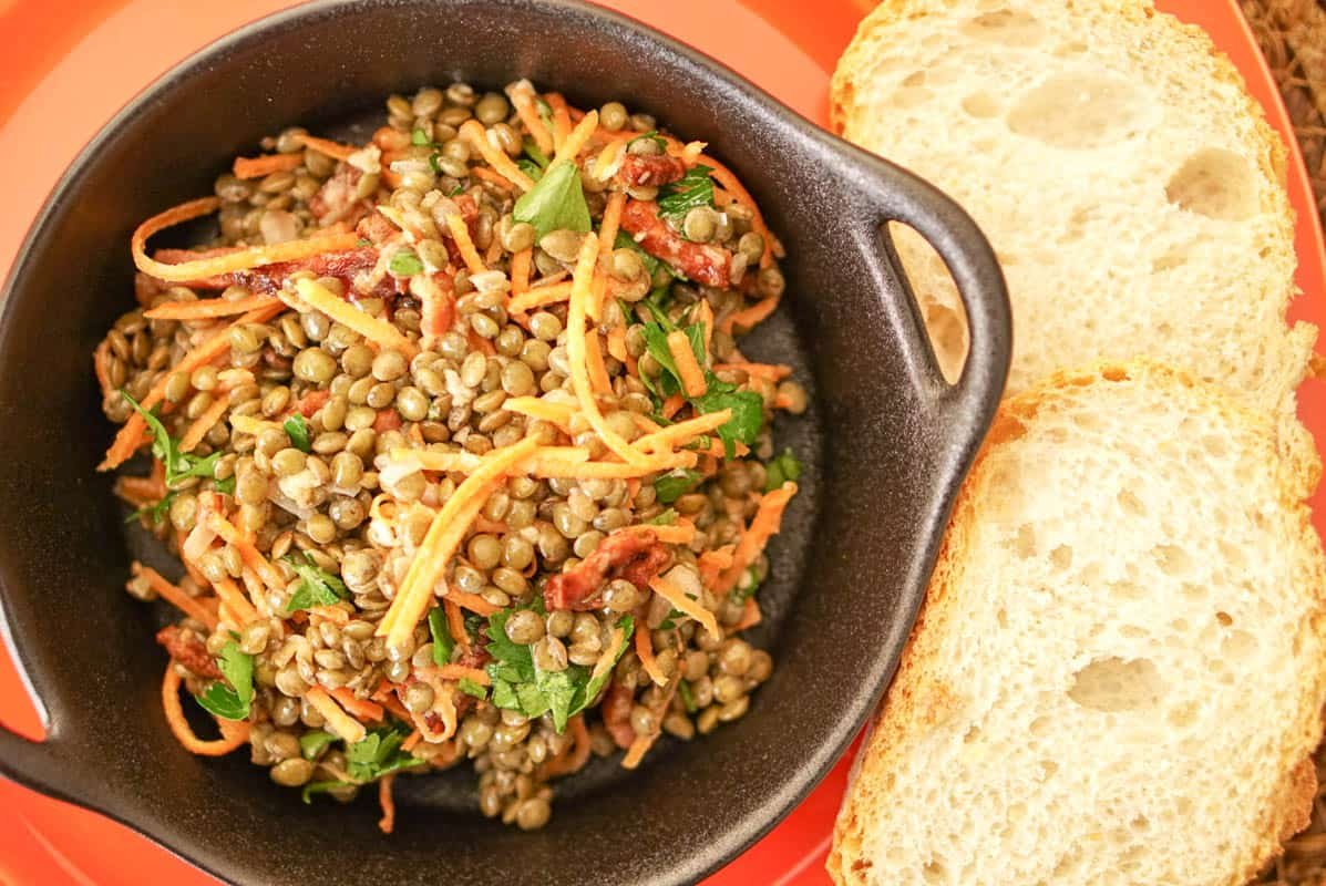 Warm Green French Lentils Salad With Pancetta