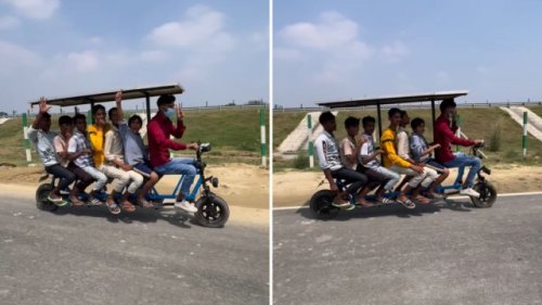 A 22-year-old created an incredible sun-powered bike that can seat up to 7 people — and it only cost him $100