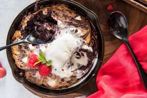 Red Velvet Swirl Skillet Brownies for Two