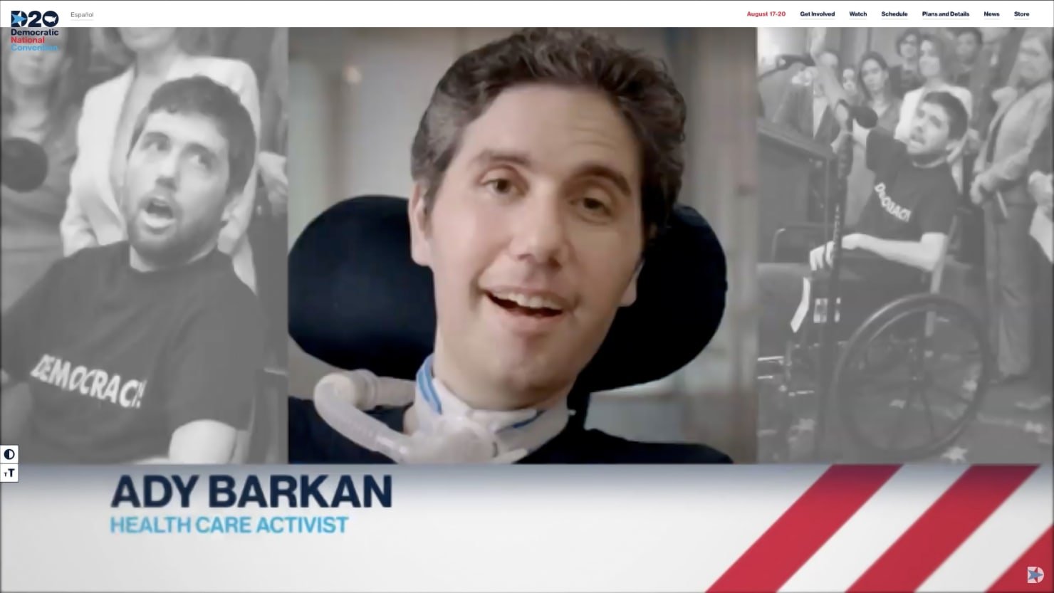 Ady Barkan, A Man Without a Voice, Delivers Most Powerful DNC Speech on Night 2