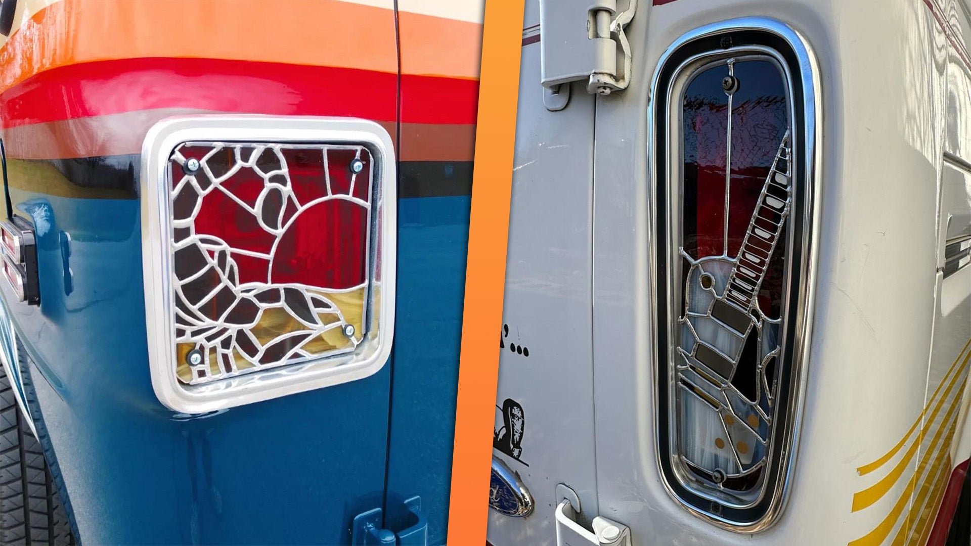 Automotive Art: Stained glass taillights on old vans and trucks 