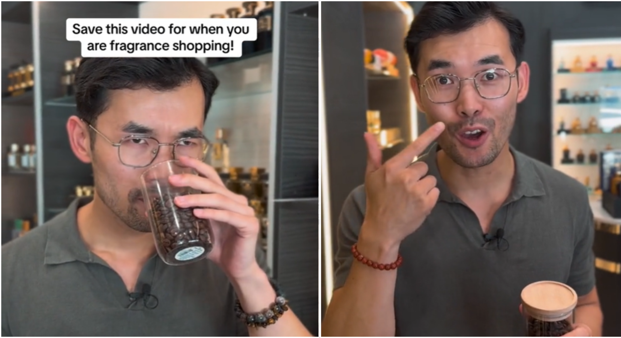 Fragrance expert's tip to 'reset your nose' while perfume shopping as smelling coffee beans doesn't help