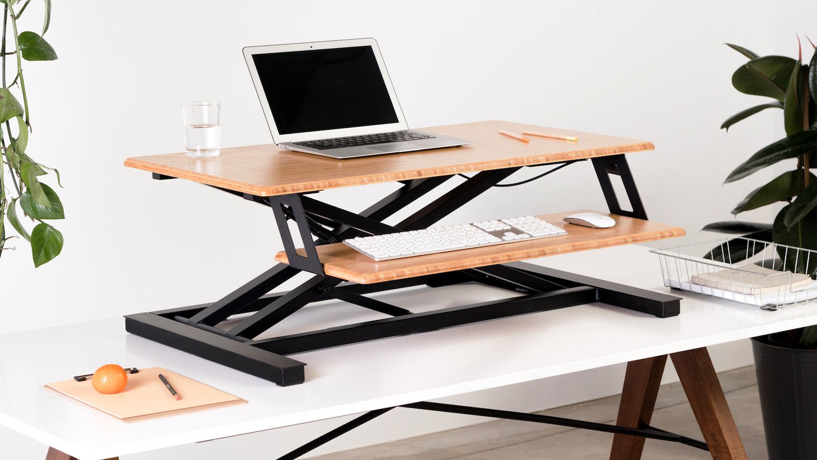 Fully Cooper Standing Desk Converter gives you the freedom to sit or stand while your work