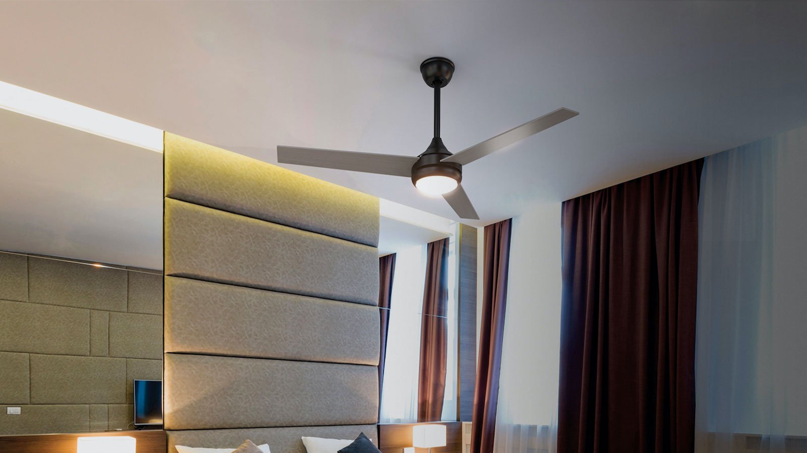 Atomi Smart Ceiling Fan cools and circulates the air in rooms as large as 400 square feet