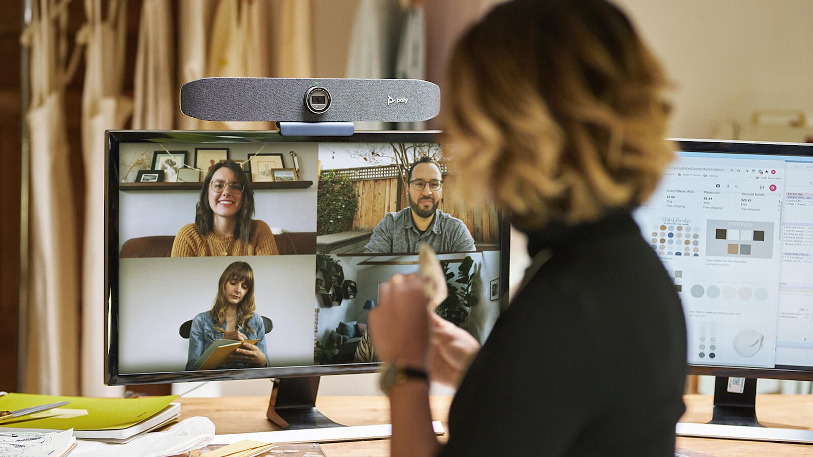 Poly Studio P15 videoconferencing bar features automatic camera framing
