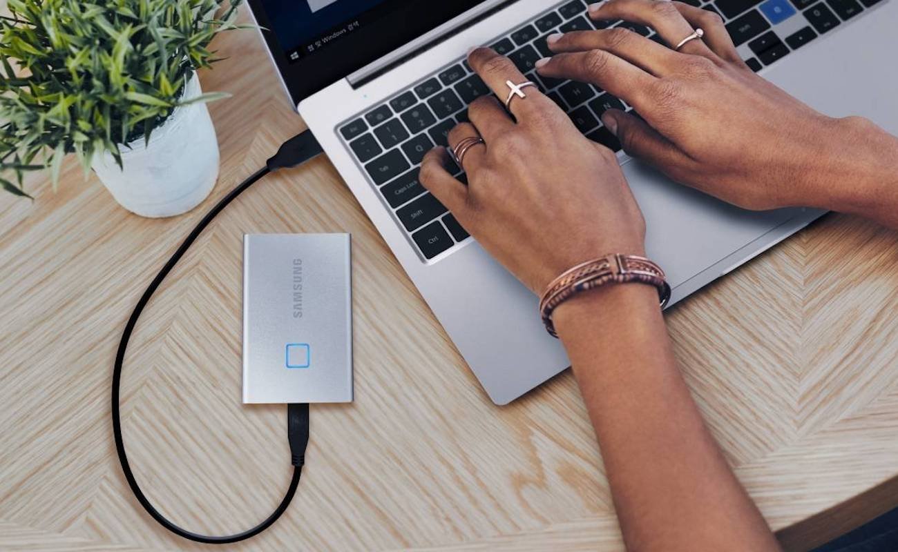 Samsung T7 Touch Portable SSD unlocks with your fingerprint