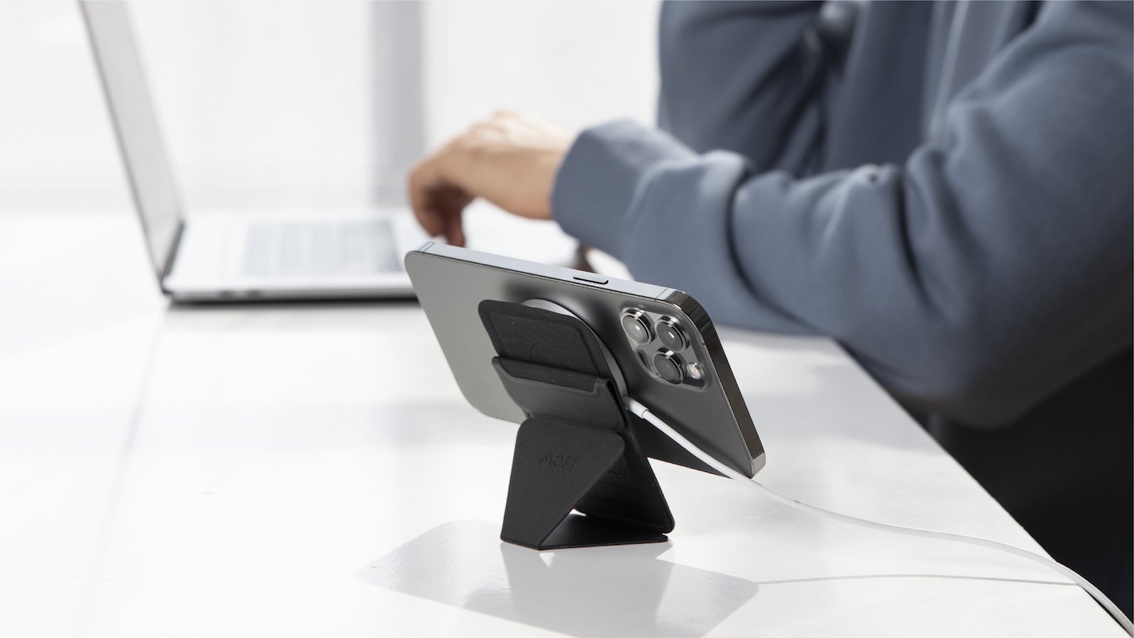 MOFT Snap-on Stand & Wallet for iPhone 12 series is sleek and holds up to three cards