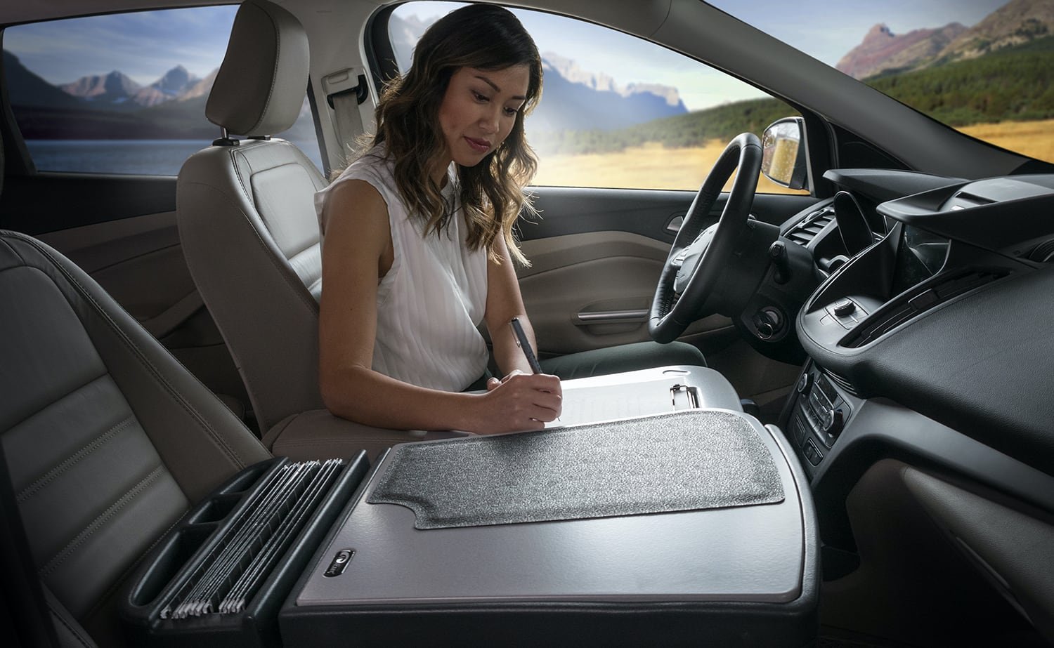 GripMaster by AutoExec Vehicle Desk makes it easy to get work done in your car