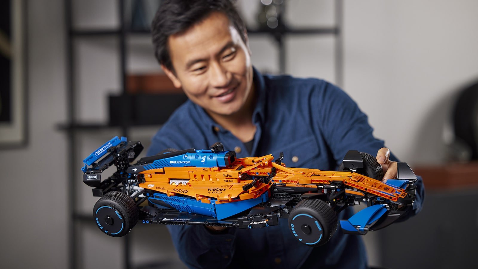 LEGO Technic McLaren Formula 1 Race Car features a V6 cylinder engine with moving pistons