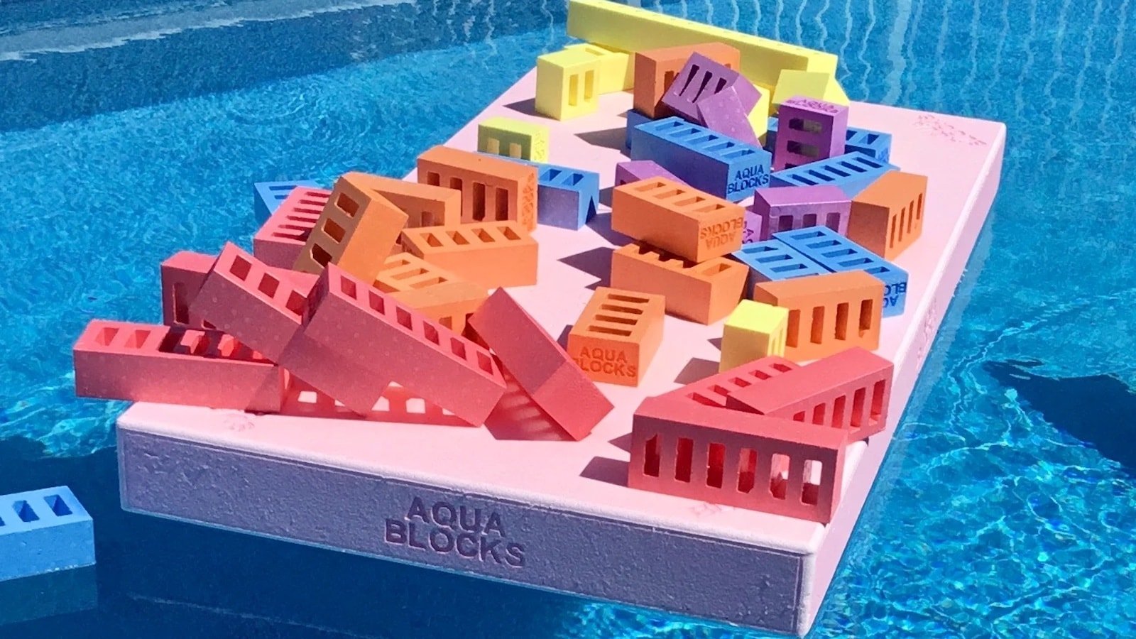 Aqua Blocks pool toy is a floating platform and block combination set