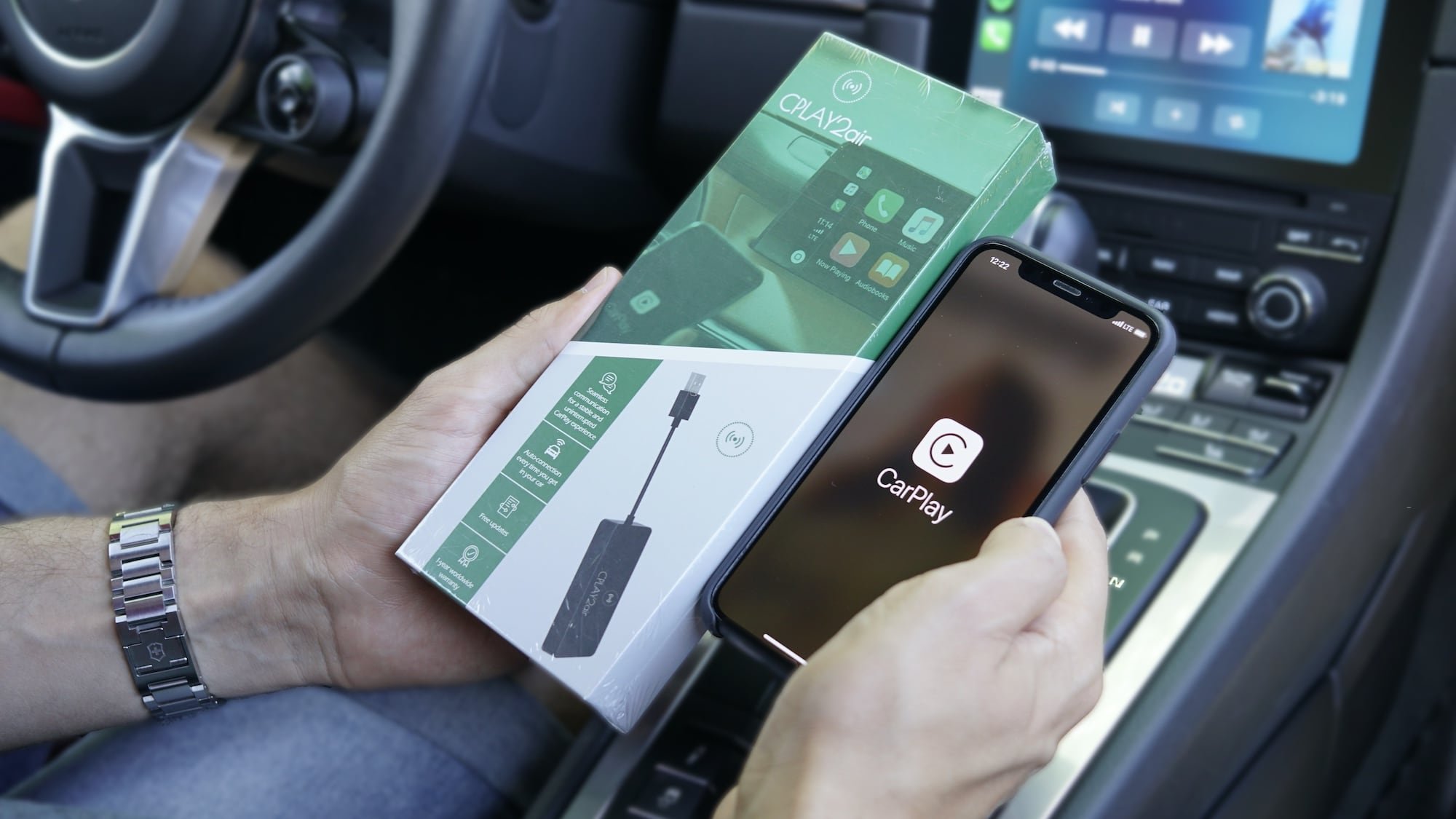 CPLAY2air Factory CarPlay Wireless Adapter turns your wired CarPlay into a wireless one