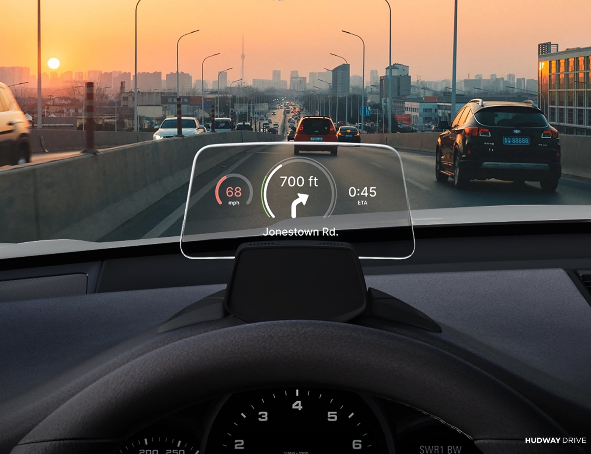 HUDWAY Drive Portable Head-Up Display keeps you focused on the road