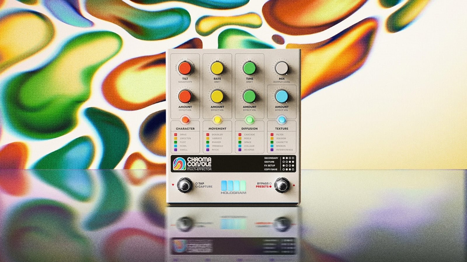 Hologram Electronics Chroma Console music pedal adds vintage audio effects to recordings