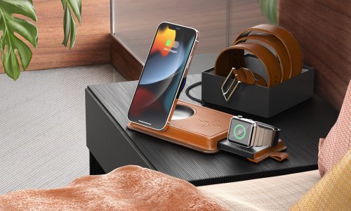 Charge your Apple gadgets in style with this 3-in-1 leather wireless charger