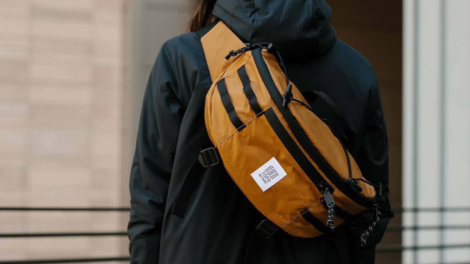 Topo Designs Mountain Sling Bag boasts a spacious main compartment and smaller pockets