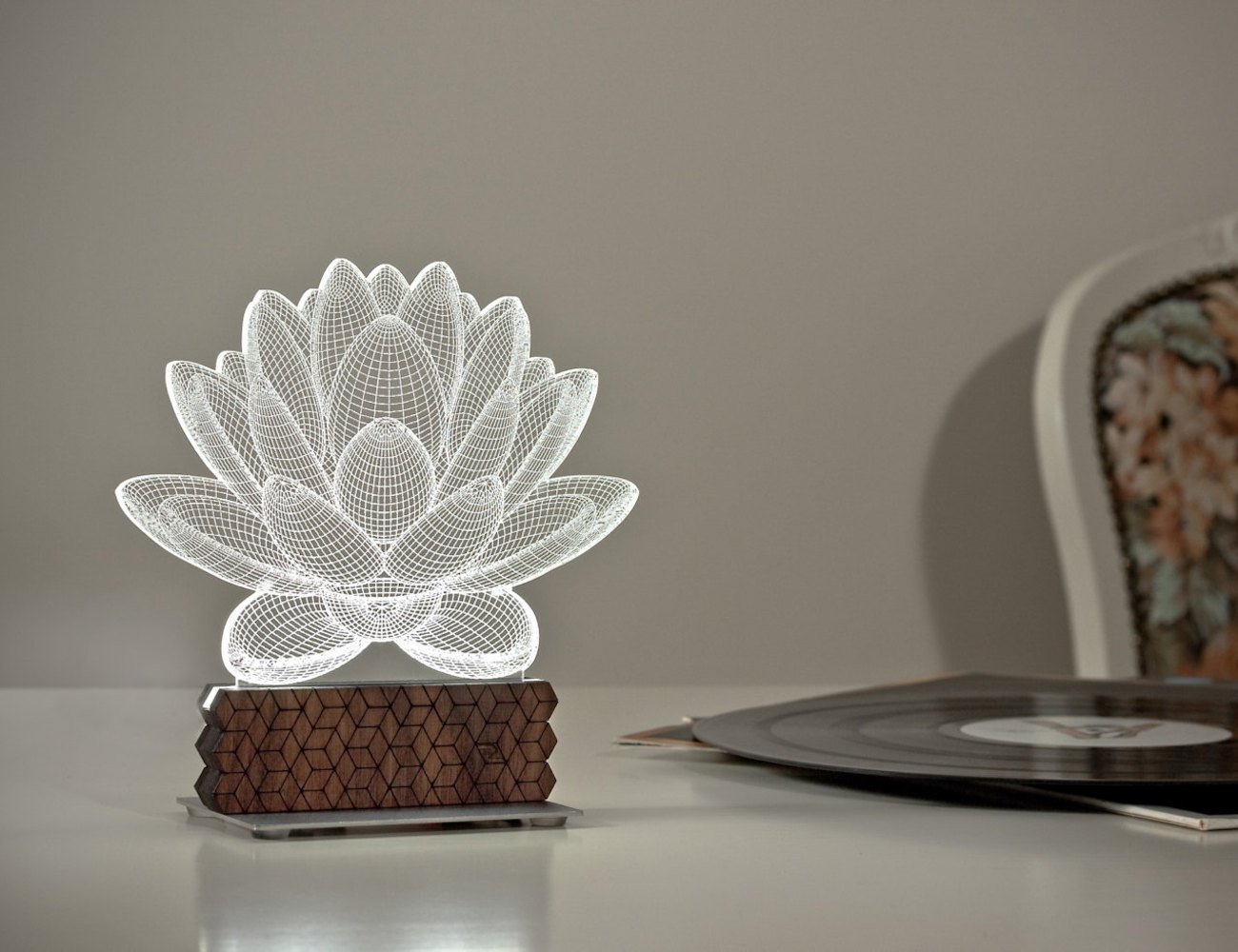 Lotus 3D Illusion Table Lamp looks like an illusion
